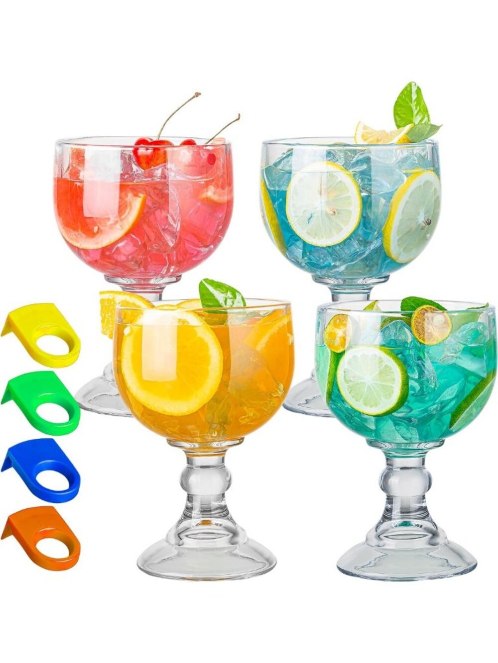 Extra Large 21.5 Oz Beer & Margarita Glasses Set of 4, Thick Bottom Goblets